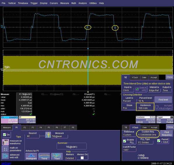 圖三 使用TIE的缺省設(shè)置，Hysteresis值為500mdiv 