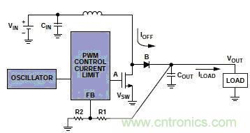 升壓調(diào)節(jié)器集成振蕩器、PWM控制環(huán)路和開關(guān)FET