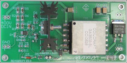 LED驅(qū)動器參考設(shè)計，1.9英寸 x 3.9英寸，雙層板