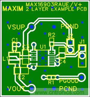 圖5：兩層板布線(頂層)，器件為TSSOP封裝