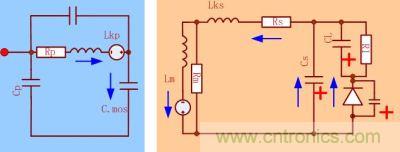 當(dāng)DS端電壓上升，次級的電壓達(dá)到輸出電壓