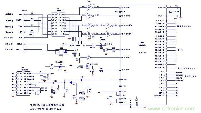 圖4：CPU（單片機(jī)）電路和控制端子內(nèi)電路圖