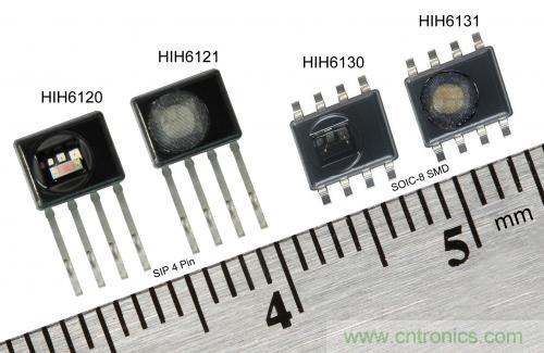 圖2：霍尼韋爾HumidIcon數(shù)字式溫濕度傳感器在單一小型封裝內(nèi)集成兩大功能，能在2.3Vdc低電壓下運(yùn)行