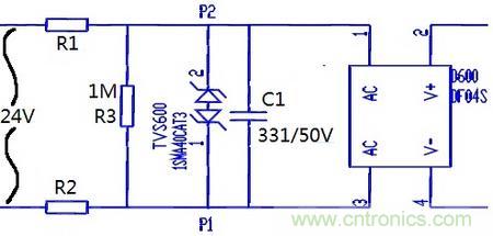 案例1：輸入端24V波動，R1和R2常被燒壞。