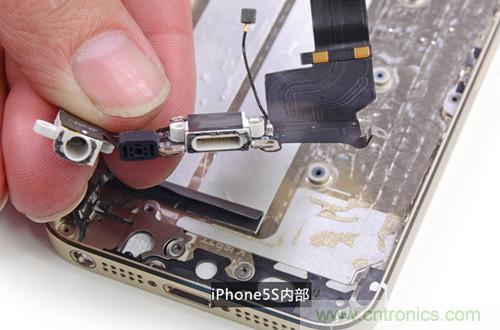 土豪金iPhone 5S拆解：內(nèi)部結(jié)構(gòu)升級(jí)，維修難度增加