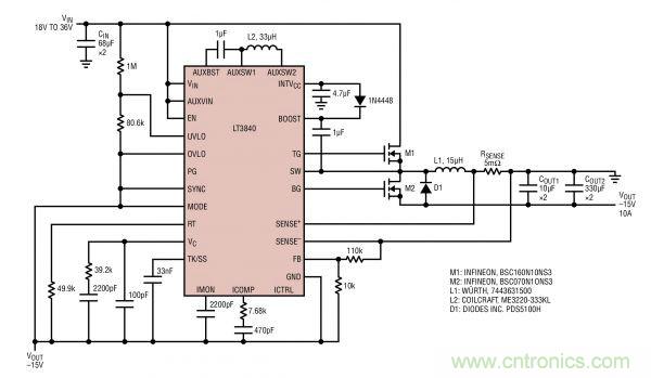 電路分享:基于LT3840電源設(shè)計(jì)應(yīng)用的電路圖
