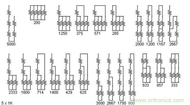 5個電阻我想出了23種組合。還有其它組合嗎？