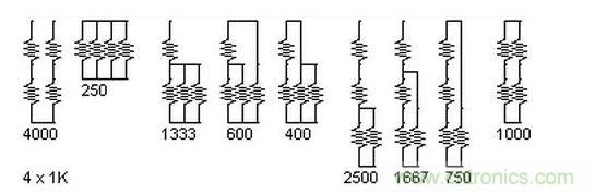 5個電阻我想出了23種組合。還有其它組合嗎？