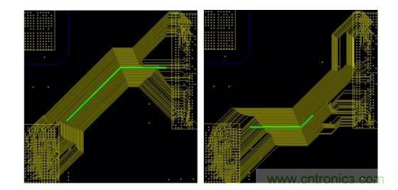 這是一個(gè)使用已打包布線樣式的示例。布線的方向由設(shè)計(jì)師的草圖來(lái)決定。