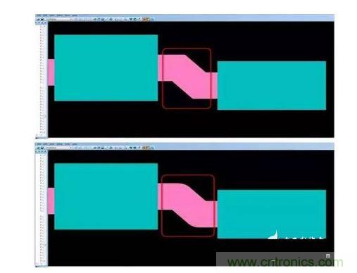 有效的PCB 設計工具會自動考慮用于繪制形狀的線型，以計算準確的線條寬度，幫助您輕松創(chuàng)建尖拐角。
