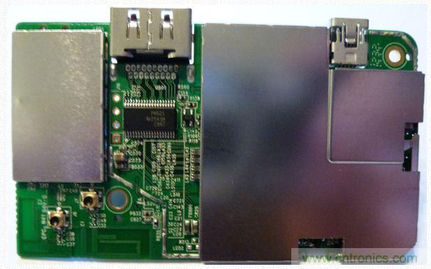 圖(f)：PTV3000流媒體適配器拆解過程。