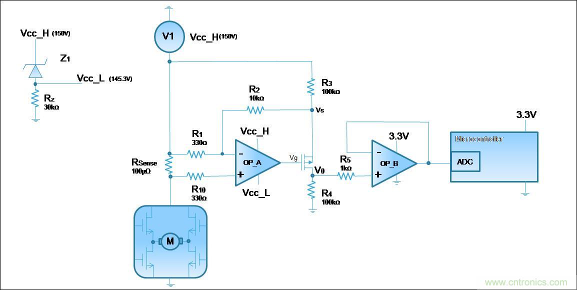 低壓運(yùn)放如何檢測(cè)高壓上橋臂電流？