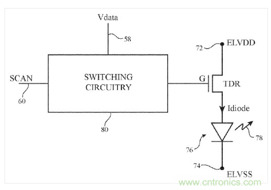 這是來自上述專利針對(duì)OLED顯示器畫素的說明示意圖。