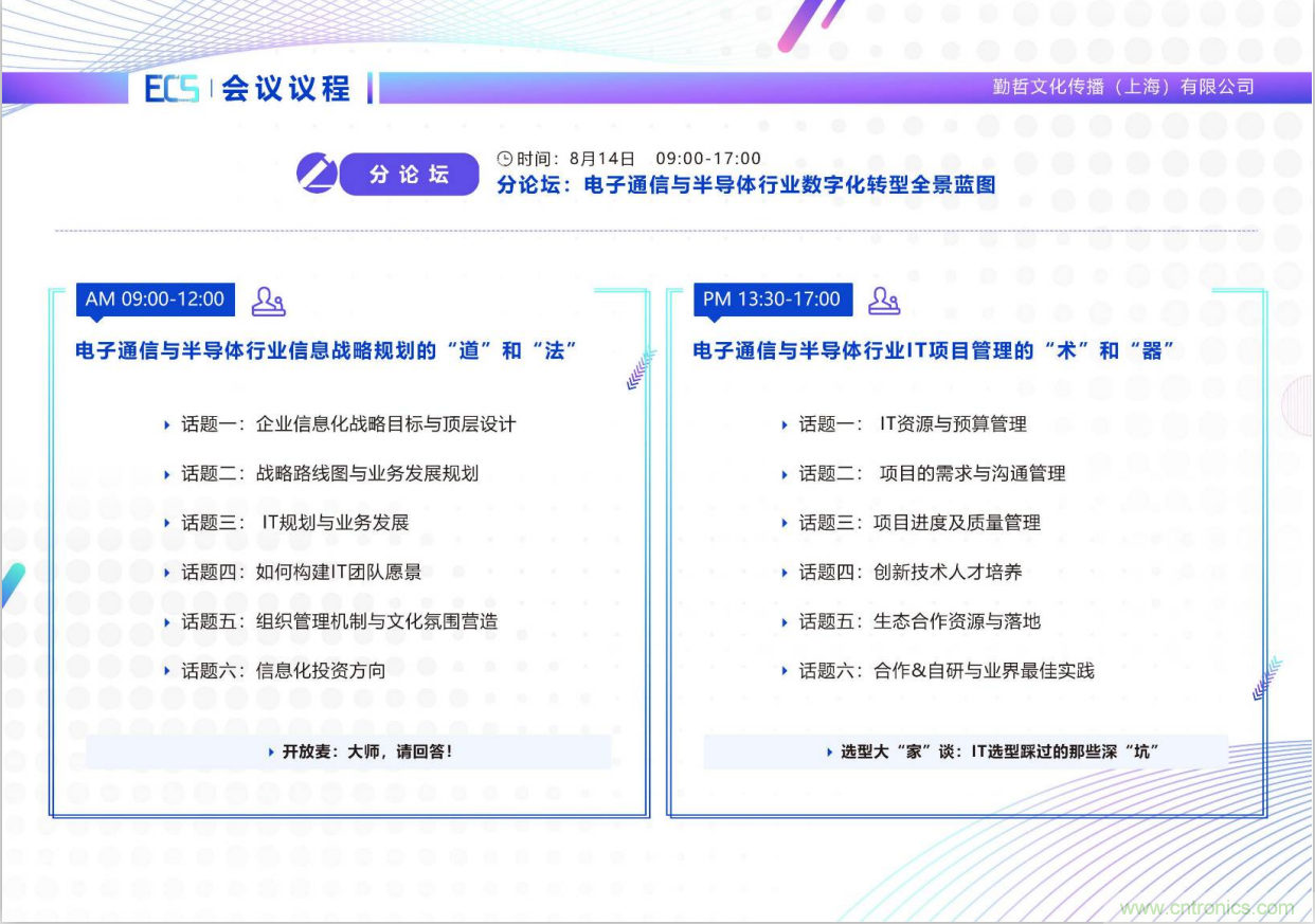 ECS 2020|第二屆中國(guó)電子通信與半導(dǎo)體CIO峰會(huì)正式啟動(dòng)！