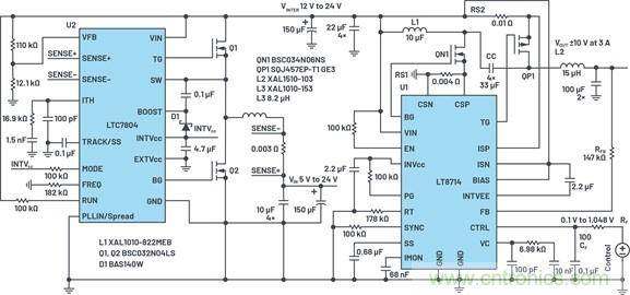 通過(guò)5 V至24 V輸入提供雙極性、雙向DC-DC流入和流出電流