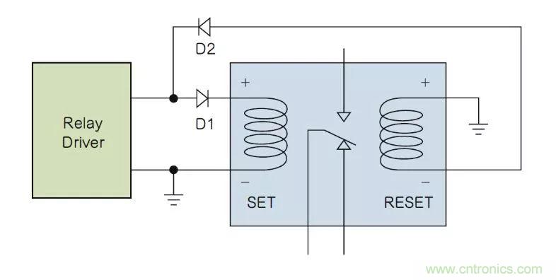 如何利用二極管電路實現(xiàn)雙線圈鎖存繼電器？