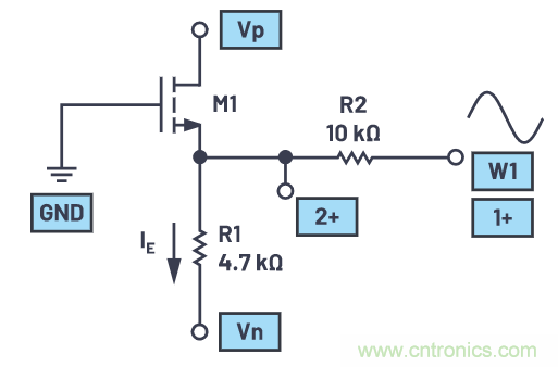 ADALM2000實驗:源極跟隨器(NMOS)