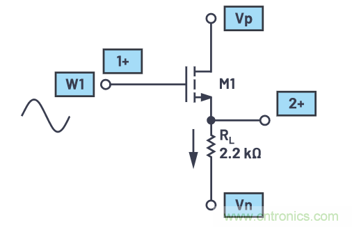 ADALM2000實驗:源極跟隨器(NMOS)